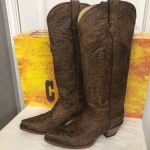 Corral Boots, vintage brown, tall, size 8B